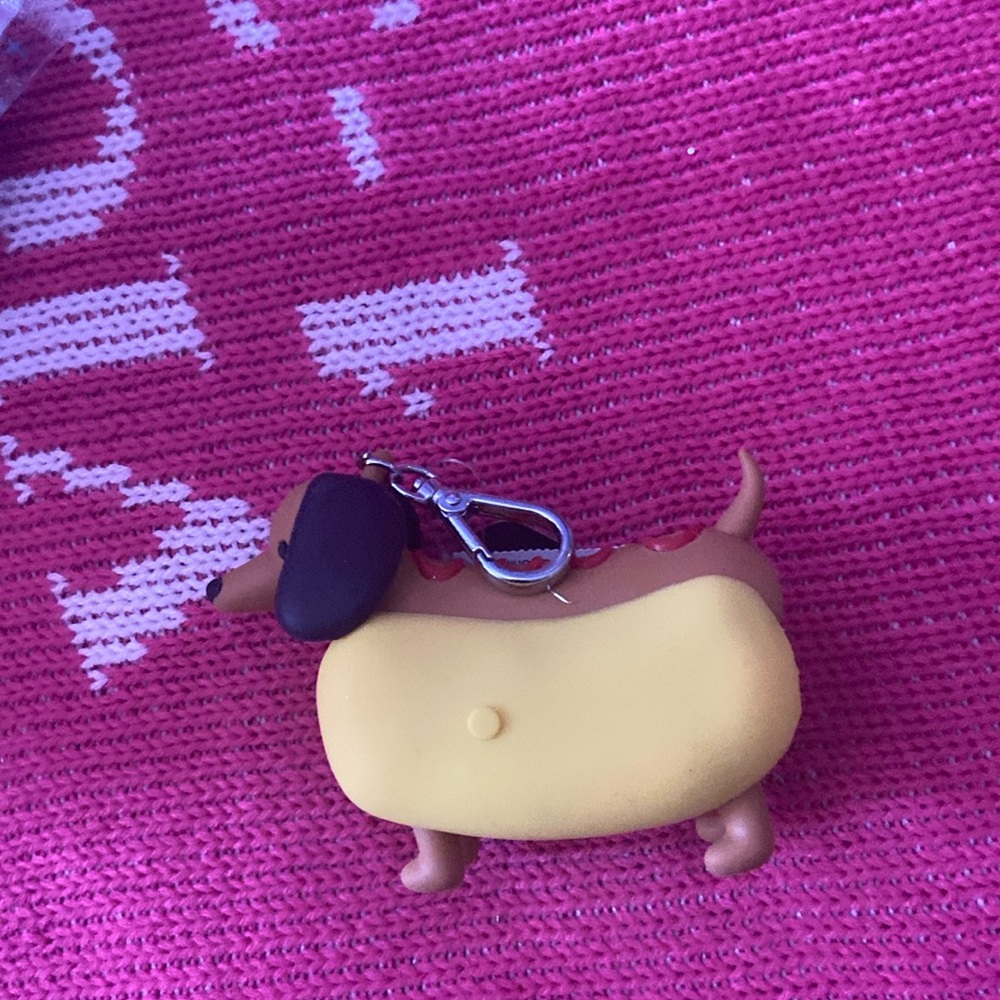 Daschund hand sanitizer holder  it doesn’t bark battery is dead